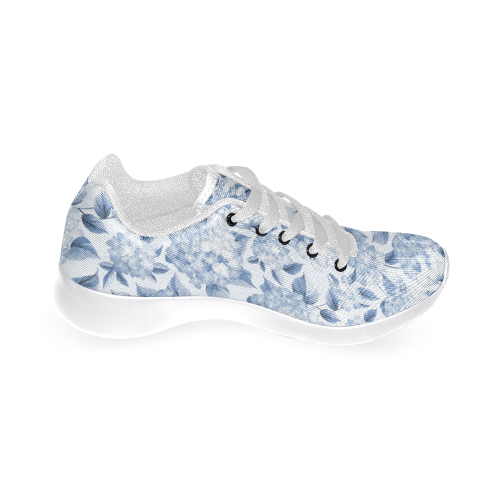 Blue and White Floral Pattern Men’s Running Shoes (Model 020)