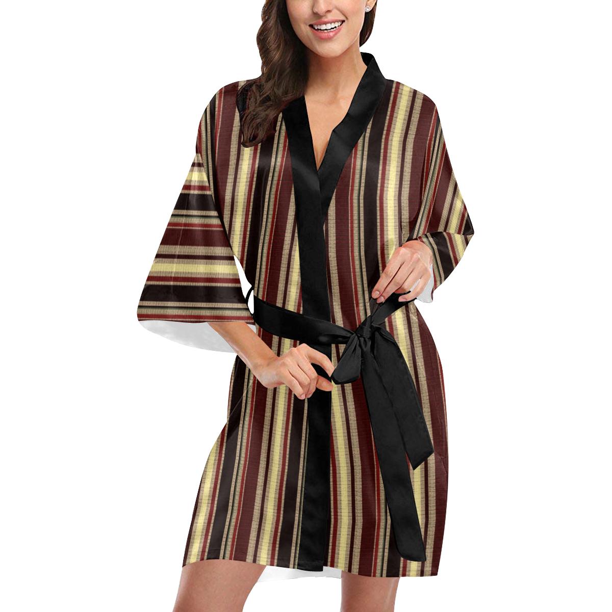 Dark textured stripes Kimono Robe