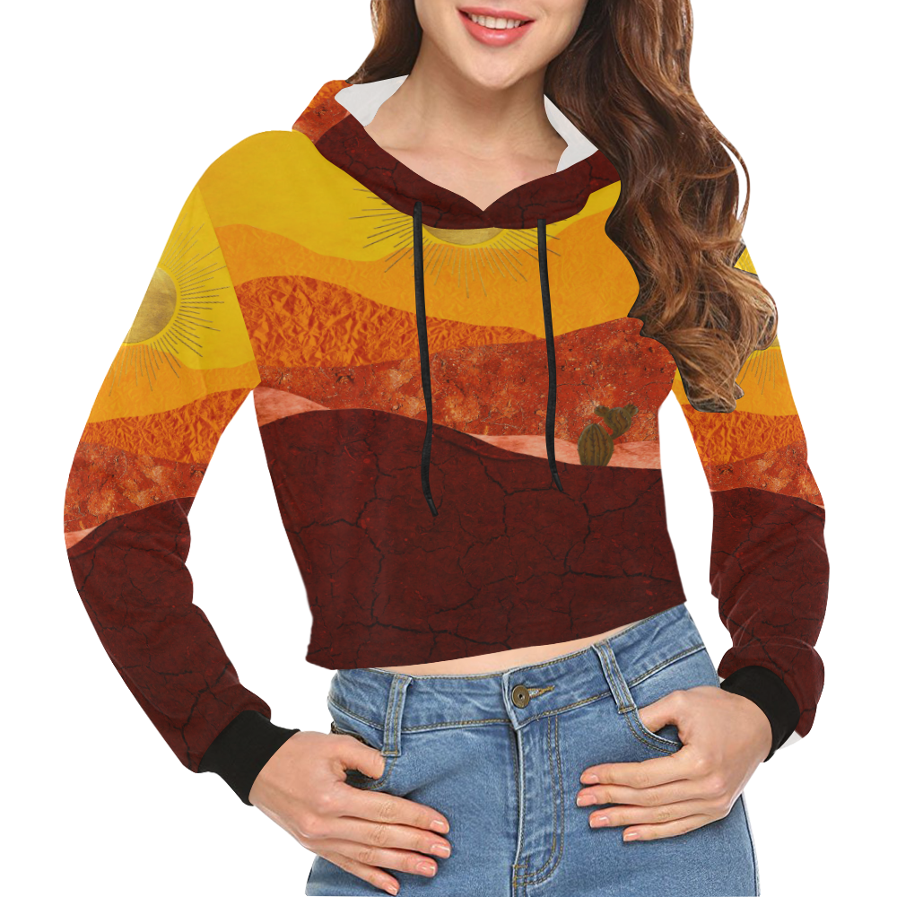 In The Desert All Over Print Crop Hoodie for Women (Model H22)