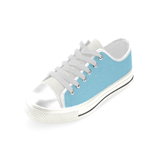 color sky blue Low Top Canvas Shoes for Kid (Model 018)