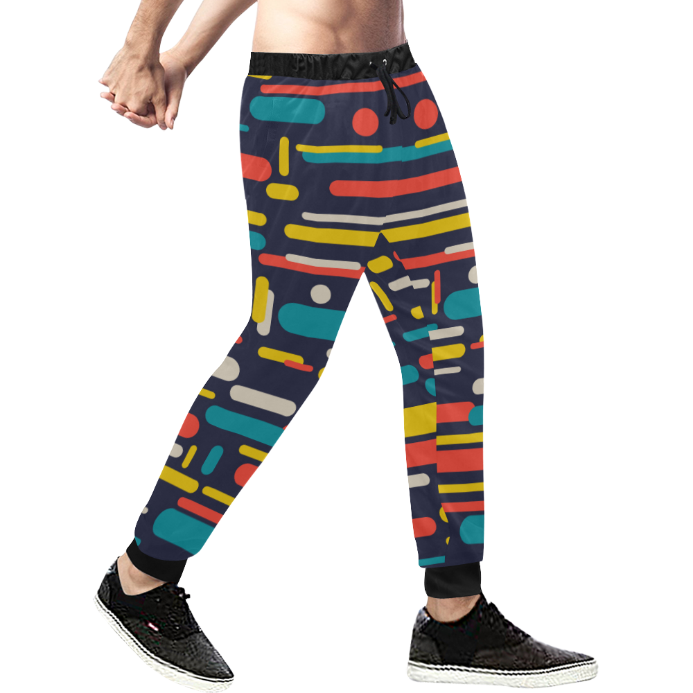Colorful Rectangles Men's All Over Print Sweatpants/Large Size (Model L11)