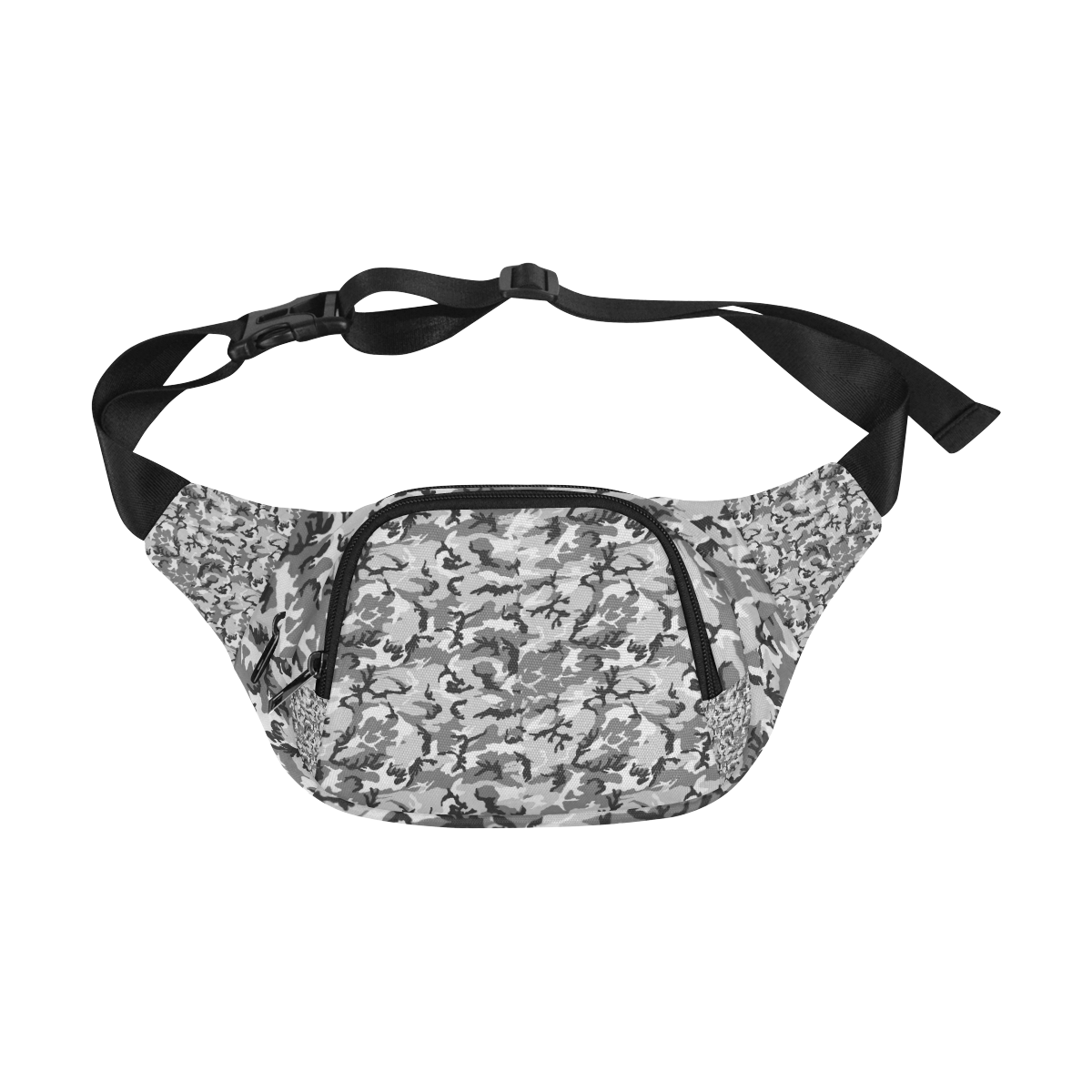 Woodland Urban City Black/Gray Camouflage Fanny Pack/Small (Model 1677)