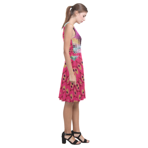 purple top attached with pink native patterns sundress Atalanta Casual Sundress(Model D04)