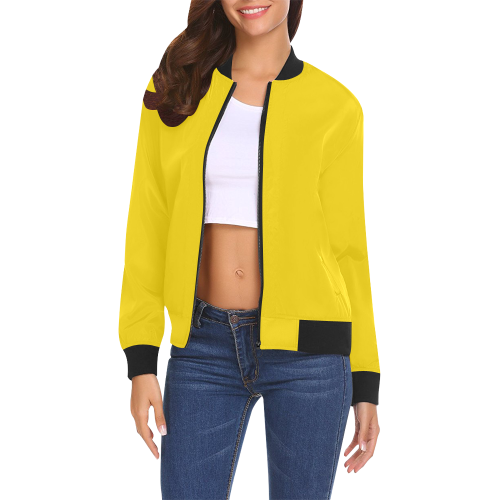 color gold All Over Print Bomber Jacket for Women (Model H19)