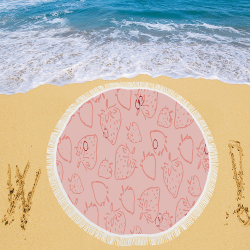 Funky Magic Strawberry Social Circular Beach Shawl 59"x 59"