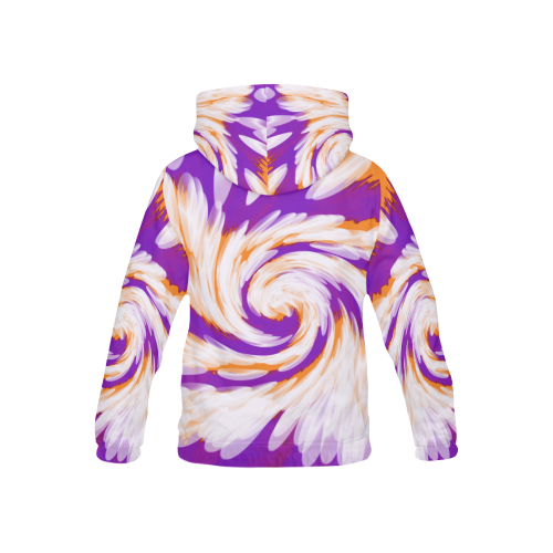 Purple Orange Tie Dye Swirl Abstract All Over Print Hoodie for Kid (USA Size) (Model H13)