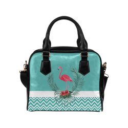 Retro Flamingo Chevron Shoulder Handbag (Model 1634)