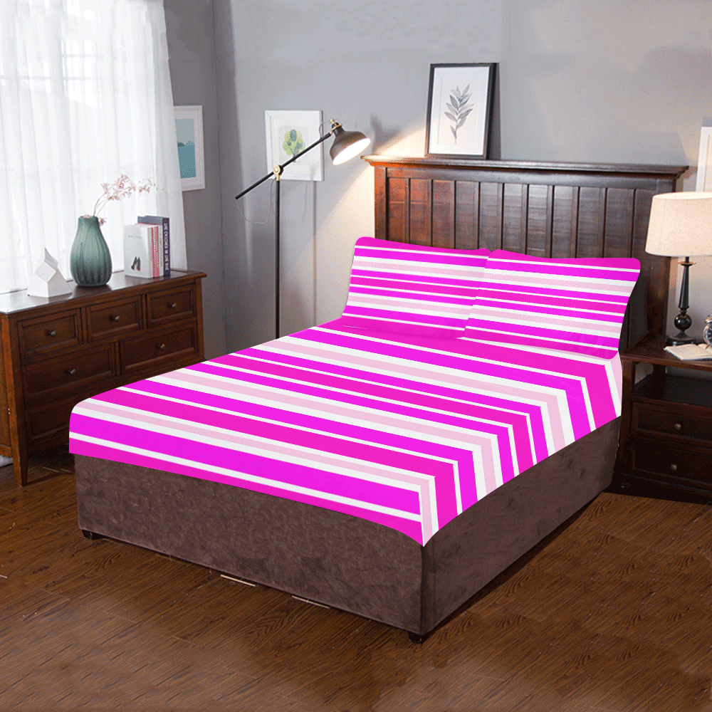 Summer Pinks Stripes 3-Piece Bedding Set