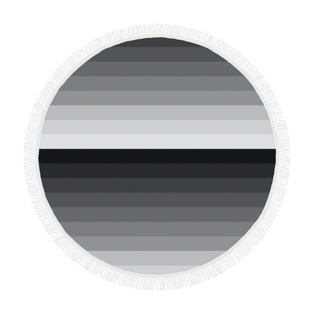 White, black, gray multicolored stripes Circular Beach Shawl 59"x 59"