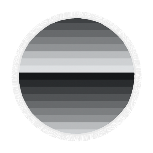 White, black, gray multicolored stripes Circular Beach Shawl 59"x 59"