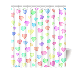 Pastel Hearts Shower Curtain 66"x72"
