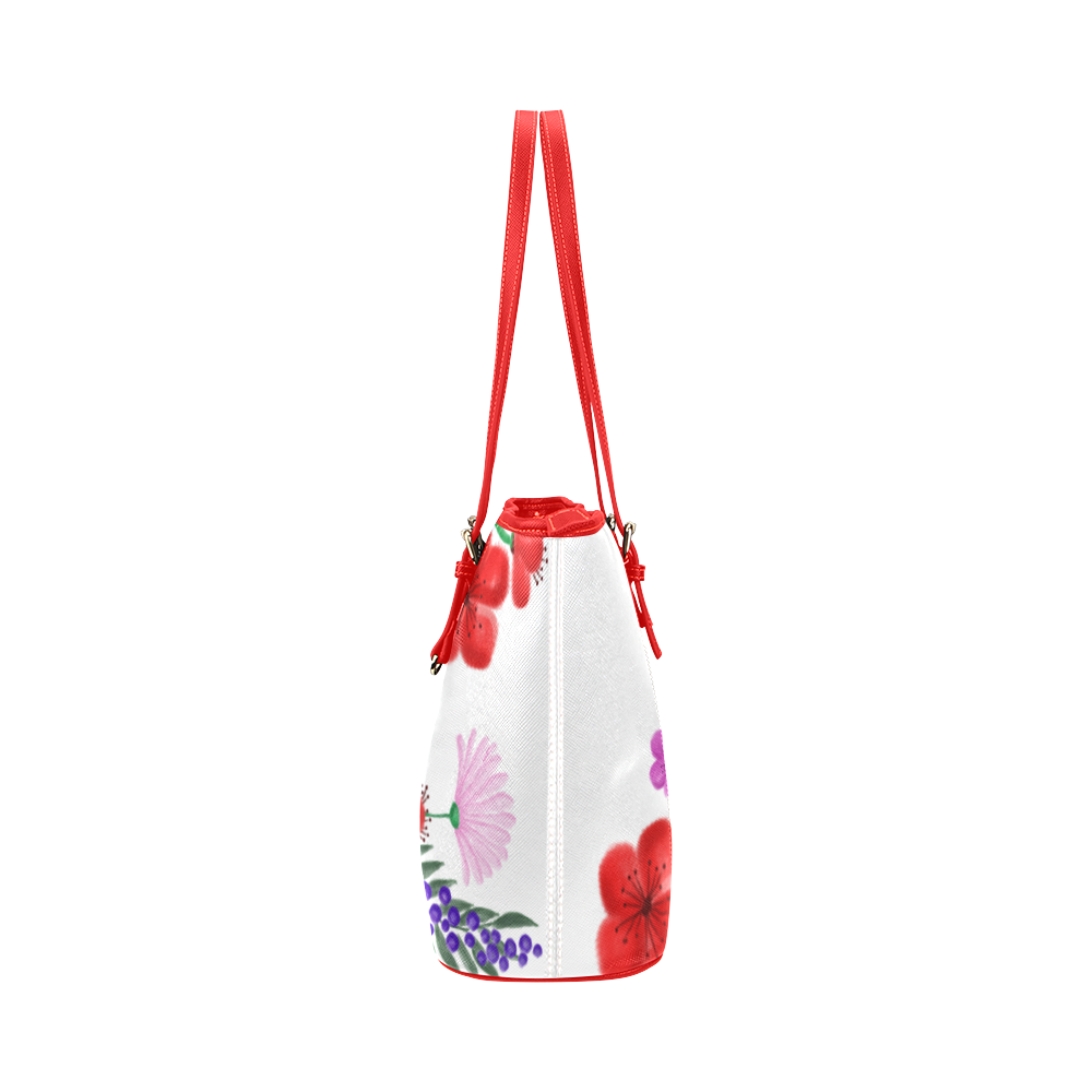 BUNCH OF FLOWERS Leather Tote Bag/Large (Model 1651)
