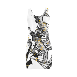 HOT Music Art Piano Print Dress Medea Vest Dress (Model D06)