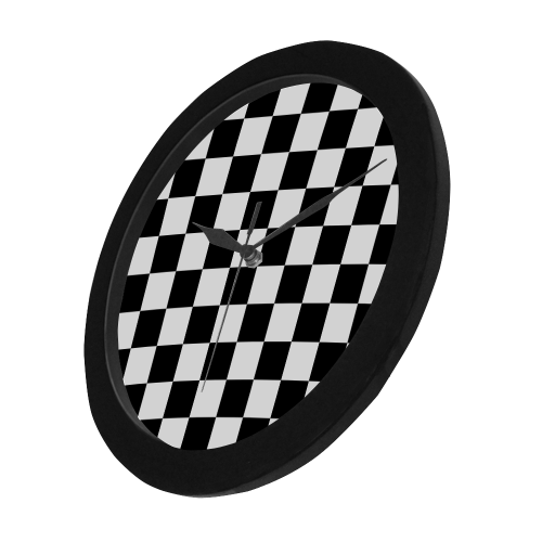 Black White Checkers Circular Plastic Wall clock
