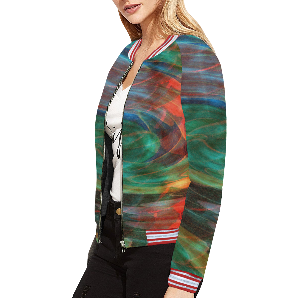 Ray of Twirls All Over Print Bomber Jacket for Women (Model H21)