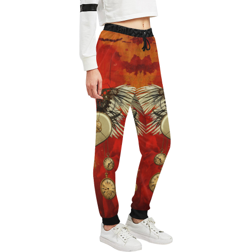 Steampunk heart, clocks and gears Unisex All Over Print Sweatpants (Model L11)