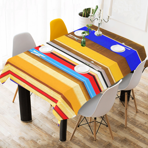 Colorful abstract pattern stripe art Cotton Linen Tablecloth 60" x 90"