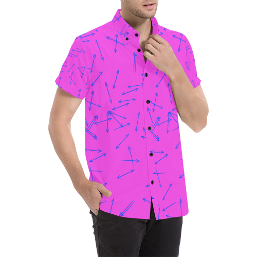Arrows Every Direction Blue and Pink Men's All Over Print Short Sleeve Shirt (Model T53)
