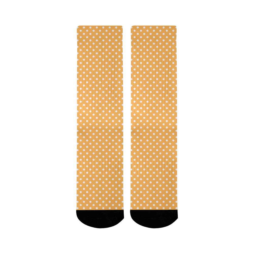 Yellow orange polka dots Mid-Calf Socks (Black Sole)