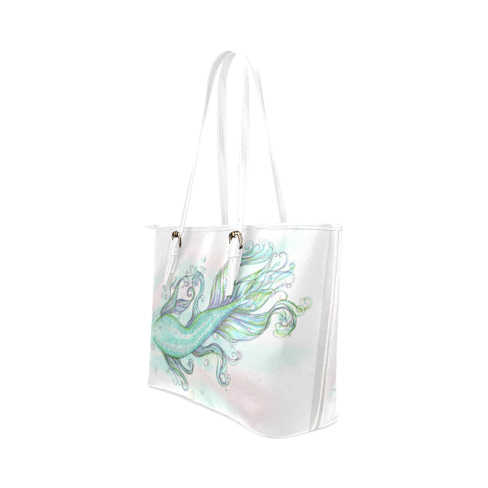 Mermaid Tail Leather Tote Bag/Small (Model 1651)