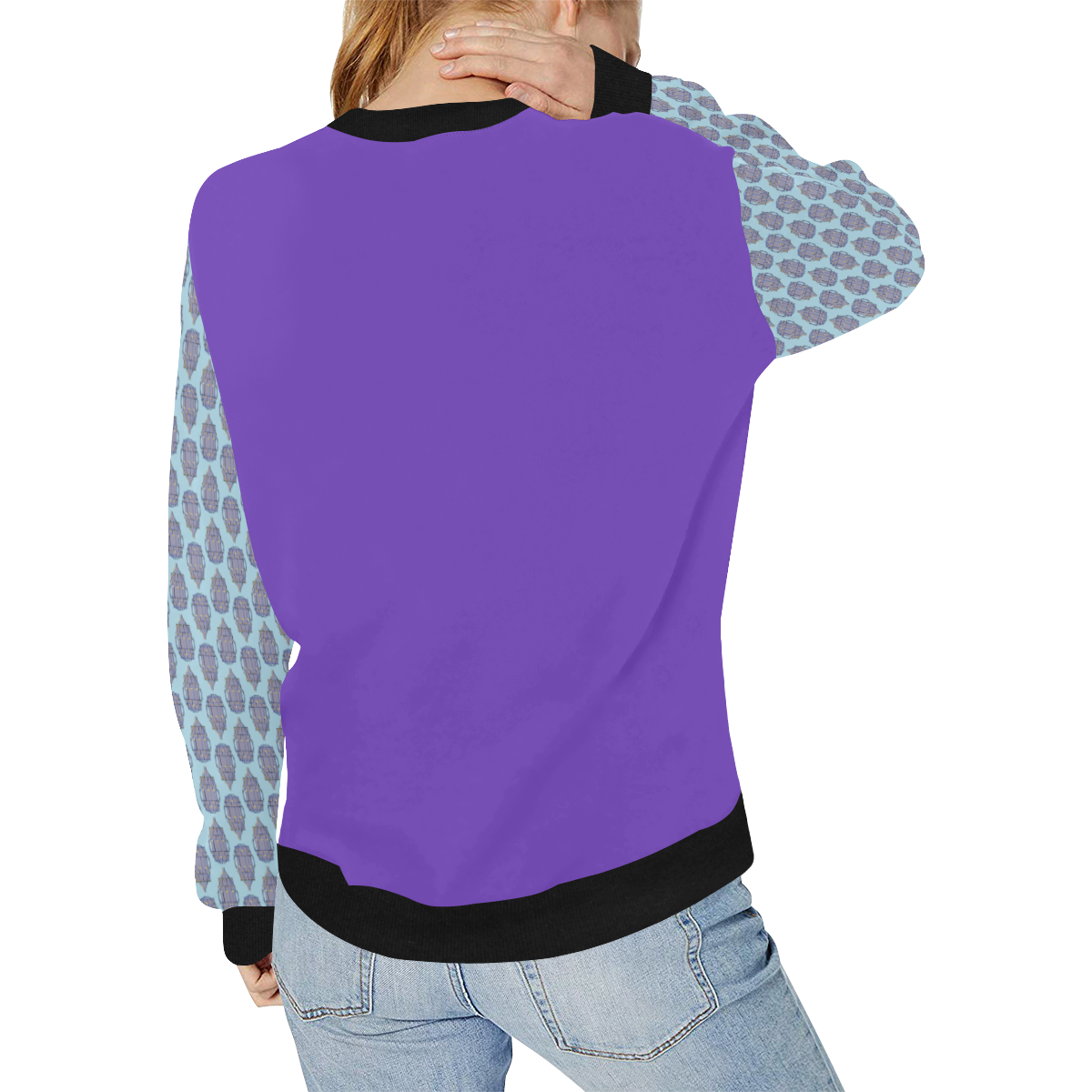 SERIPPY Women's Rib Cuff Crew Neck Sweatshirt (Model H34)