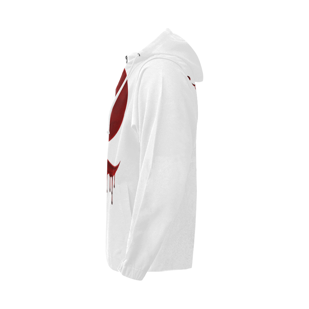 RED QUEEN BLOOD DRIP LOGO WHITE All Over Print Full Zip Hoodie for Men (Model H14)