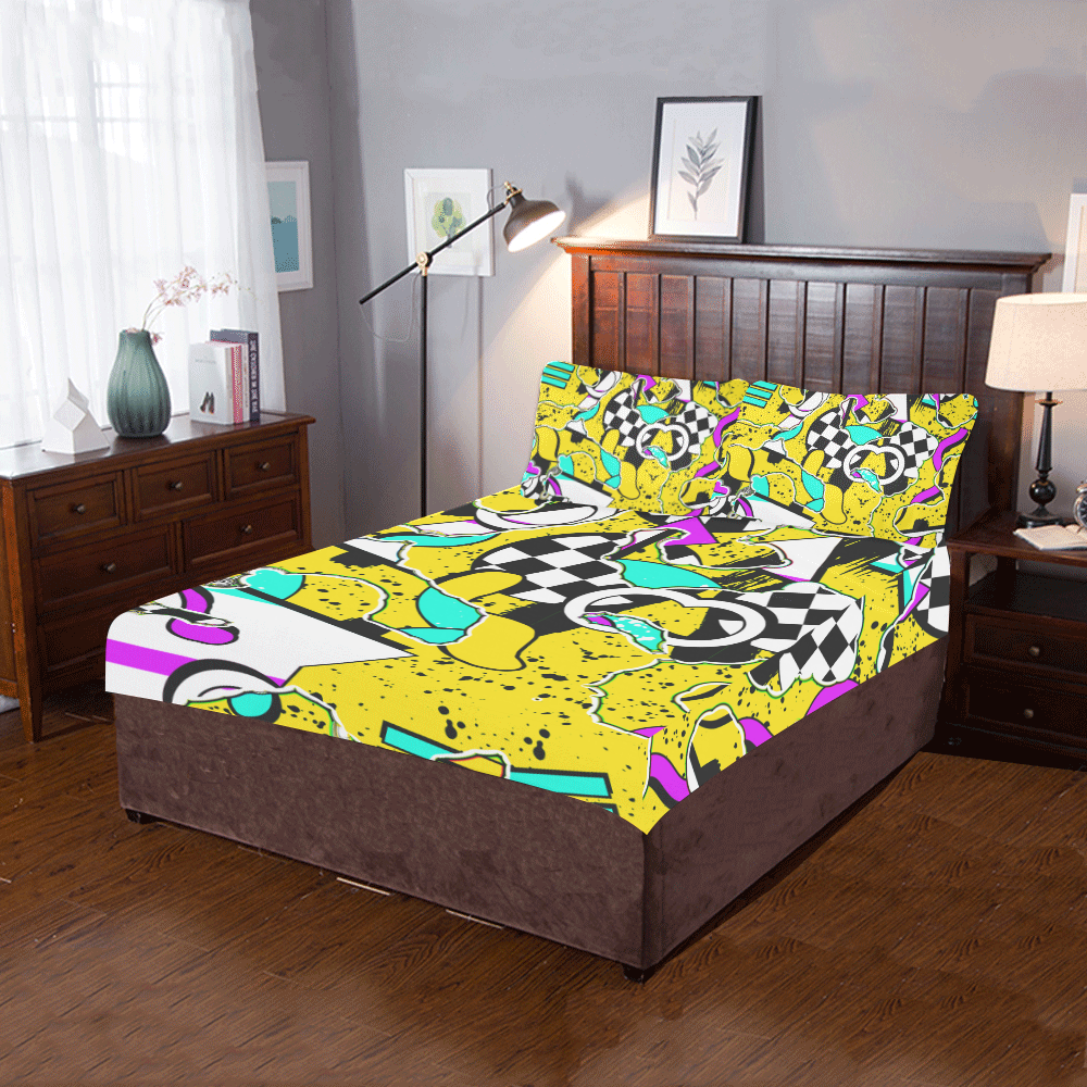 Shapes on a yellow background 3-Piece Bedding Set