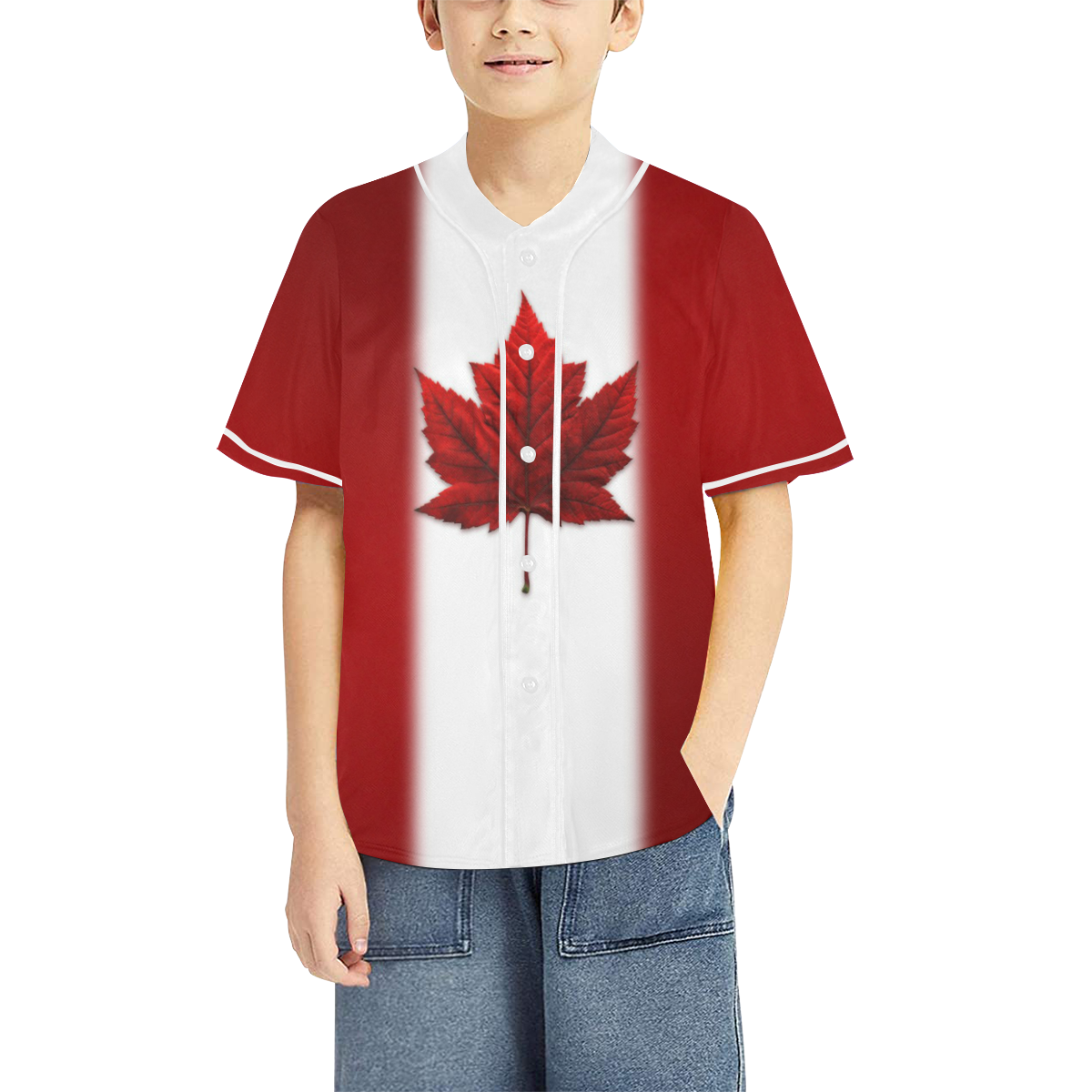 Kid's Canada Jersey Canada Flag All Over Print Baseball Jersey for Kids (Model T50)
