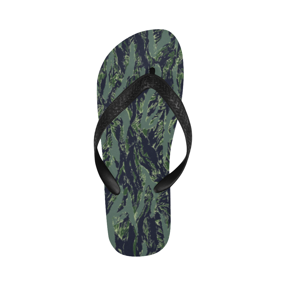 Jungle Tiger Stripe Green Camouflage Flip Flops for Men/Women (Model 040)