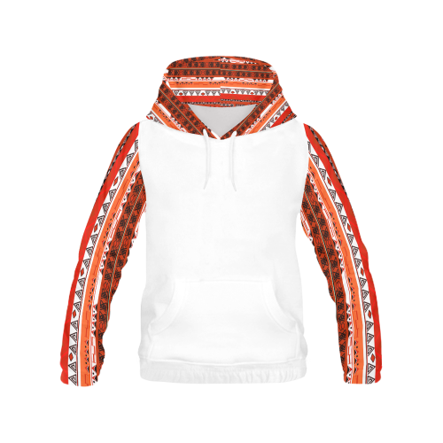 Red Black Orange Ethnic Print women's hoodie $38.99 base price All Over Print Hoodie for Women (USA Size) (Model H13)