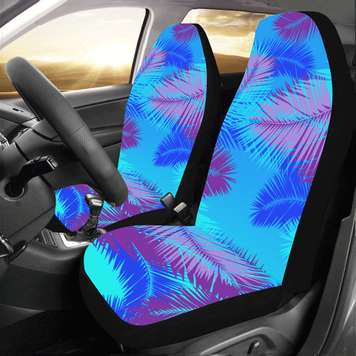 Summer Island pop art design Car Seat Covers (Set of 2)