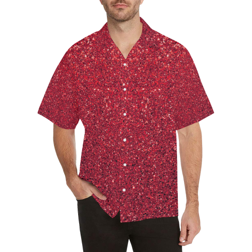red  glitter Hawaiian Shirt (Model T58)