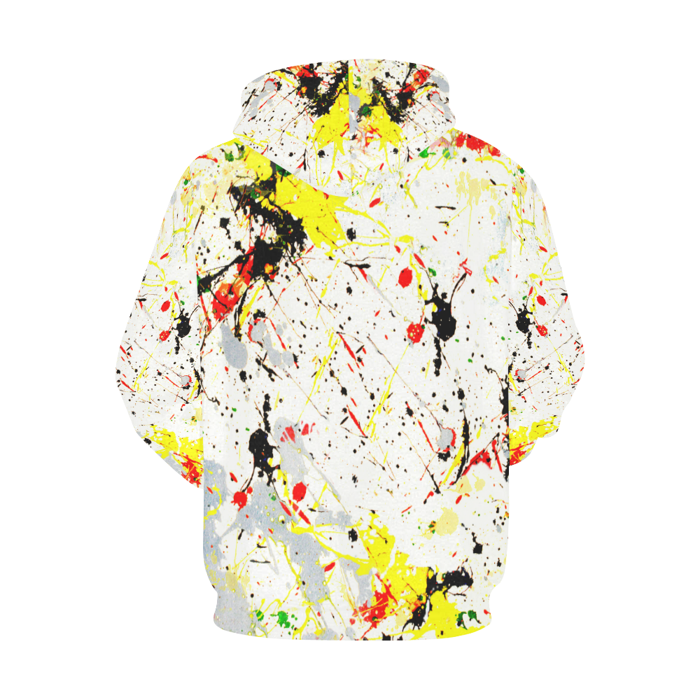Yellow & Black Paint Splatter All Over Print Hoodie for Men/Large Size (USA Size) (Model H13)