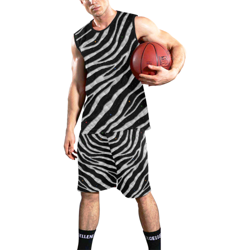 Ripped SpaceTime Stripes - White All Over Print Basketball Uniform