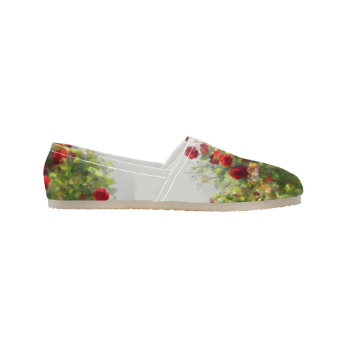 Red Roses , floral watercolor Women's Classic Canvas Slip-On (Model 1206)