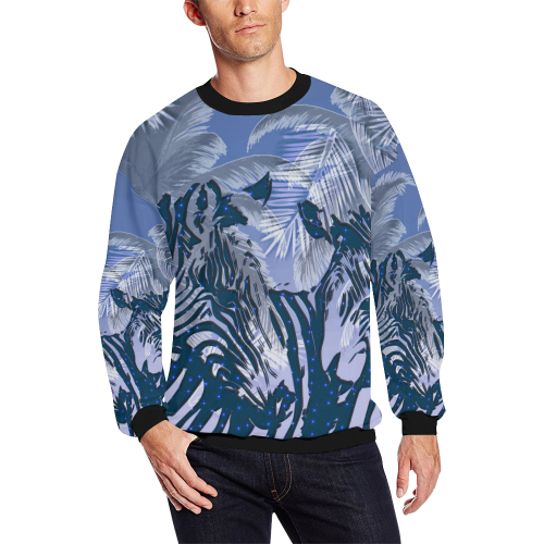 African zebras All Over Print Crewneck Sweatshirt for Men (Model H18)