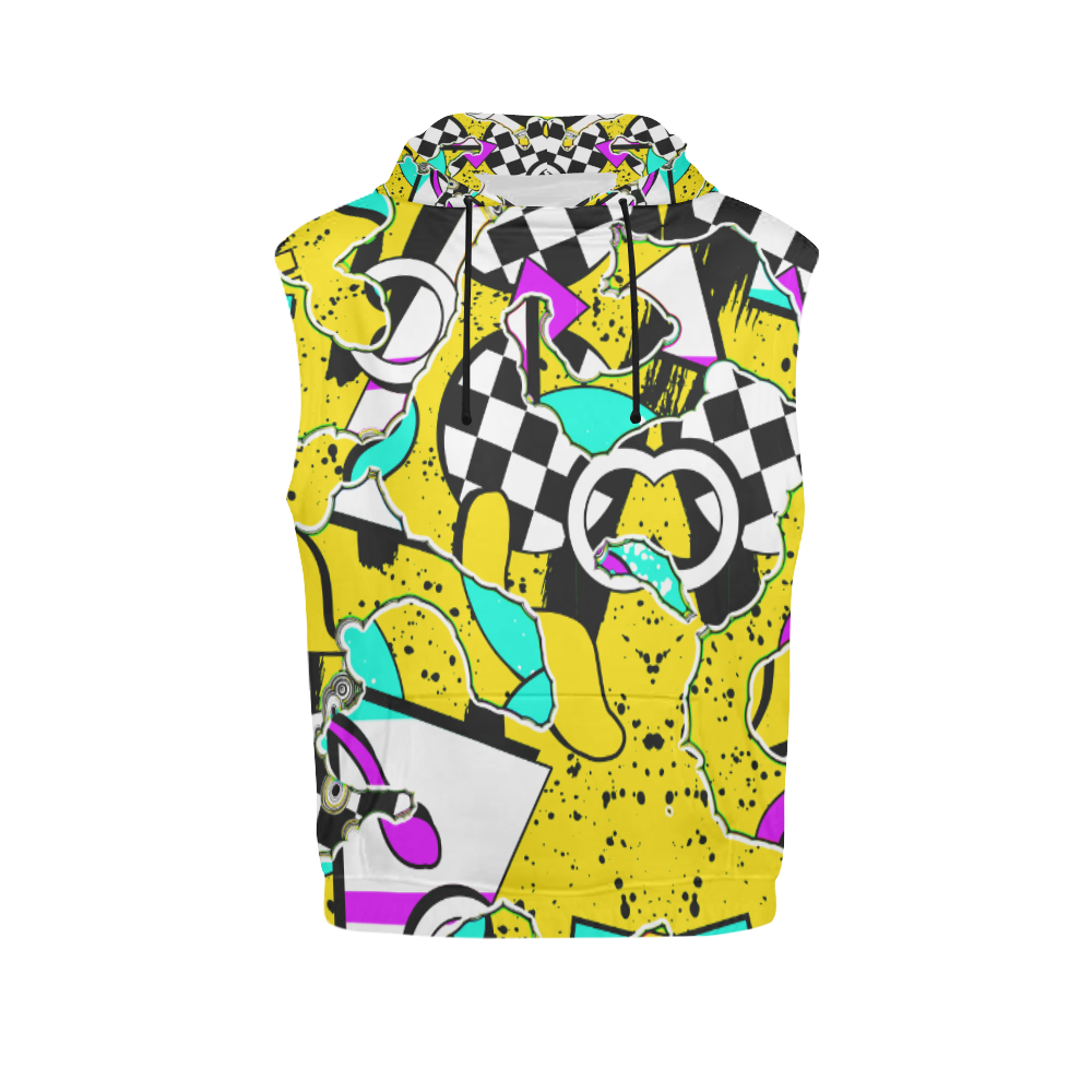 Shapes on a yellow background All Over Print Sleeveless Hoodie for Men (Model H15)
