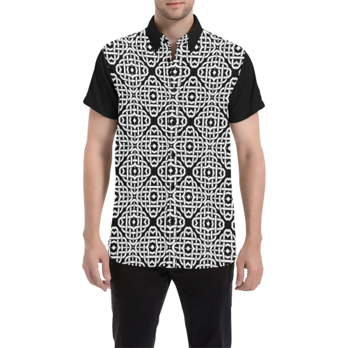CELTIC KNOT pattern - black white Men's All Over Print Short Sleeve Shirt (Model T53)