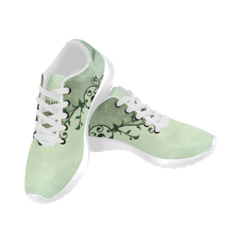Wonderful flowers, soft green colors Women's Running Shoes/Large Size (Model 020)