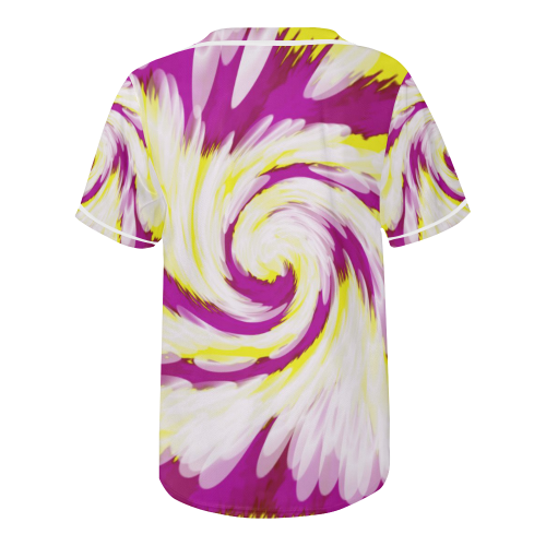 Pink Yellow Tie Dye Swirl Abstract All Over Print Baseball Jersey for Men (Model T50)