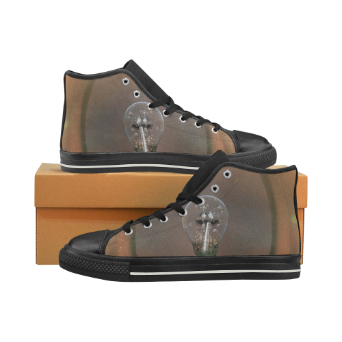 Light bulb with birds Men’s Classic High Top Canvas Shoes (Model 017)
