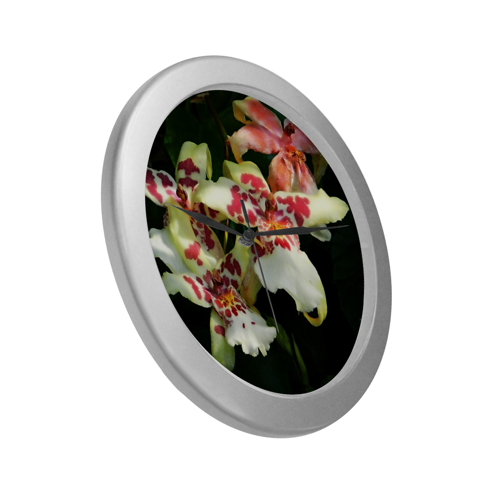 spotted orchids2 Silver Color Wall Clock
