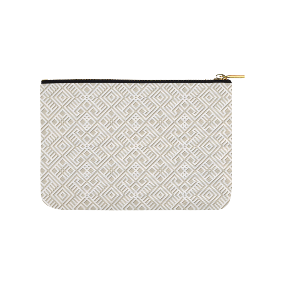 White 3D Geometric Pattern Carry-All Pouch 9.5''x6''