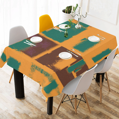 Orange texture Cotton Linen Tablecloth 52"x 70"