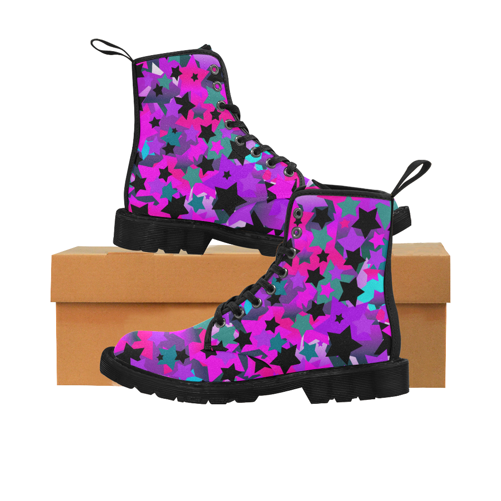 Punk Rock Star Crazy Martin Boots for Women (Black) (Model 1203H)