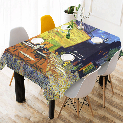Vincent Willem van Gogh - Cafe Terrace at Night Cotton Linen Tablecloth 52"x 70"