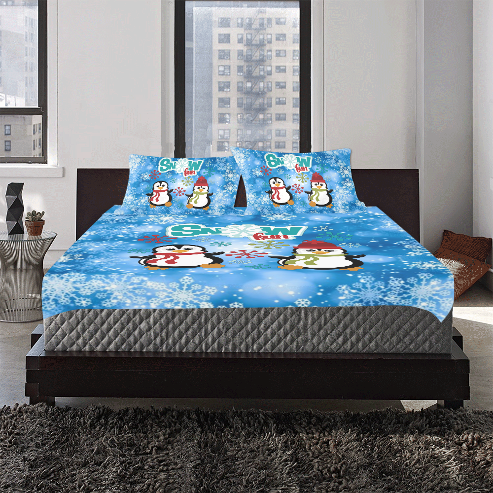 Snow Fun Penguins 3-Piece Bedding Set