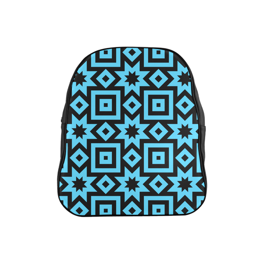 Blue/Black Geometric Pattern School Backpack (Model 1601)(Small)