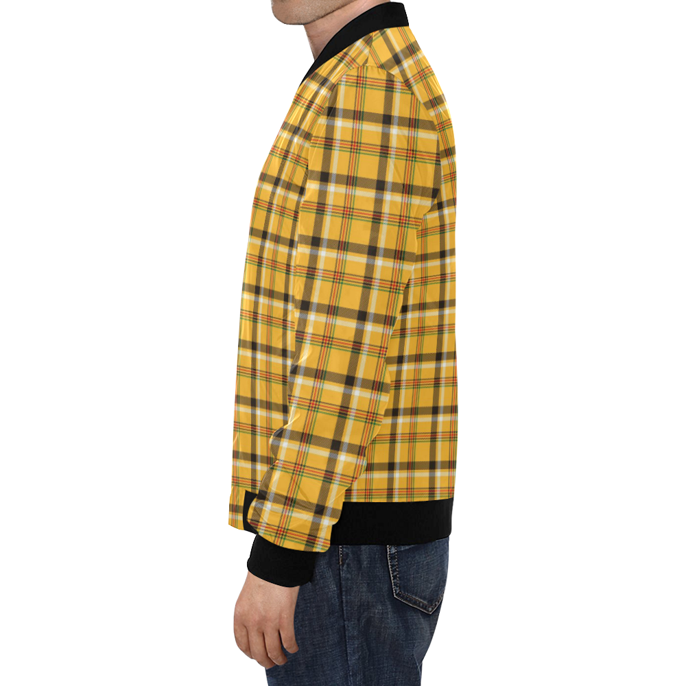 Yellow Tartan (Plaid) All Over Print Bomber Jacket for Men/Large Size (Model H19)