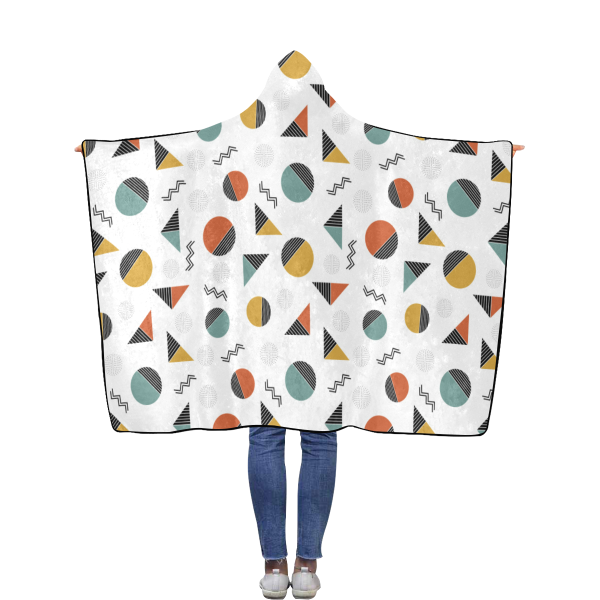 Geo Cutting Shapes Flannel Hooded Blanket 50''x60''